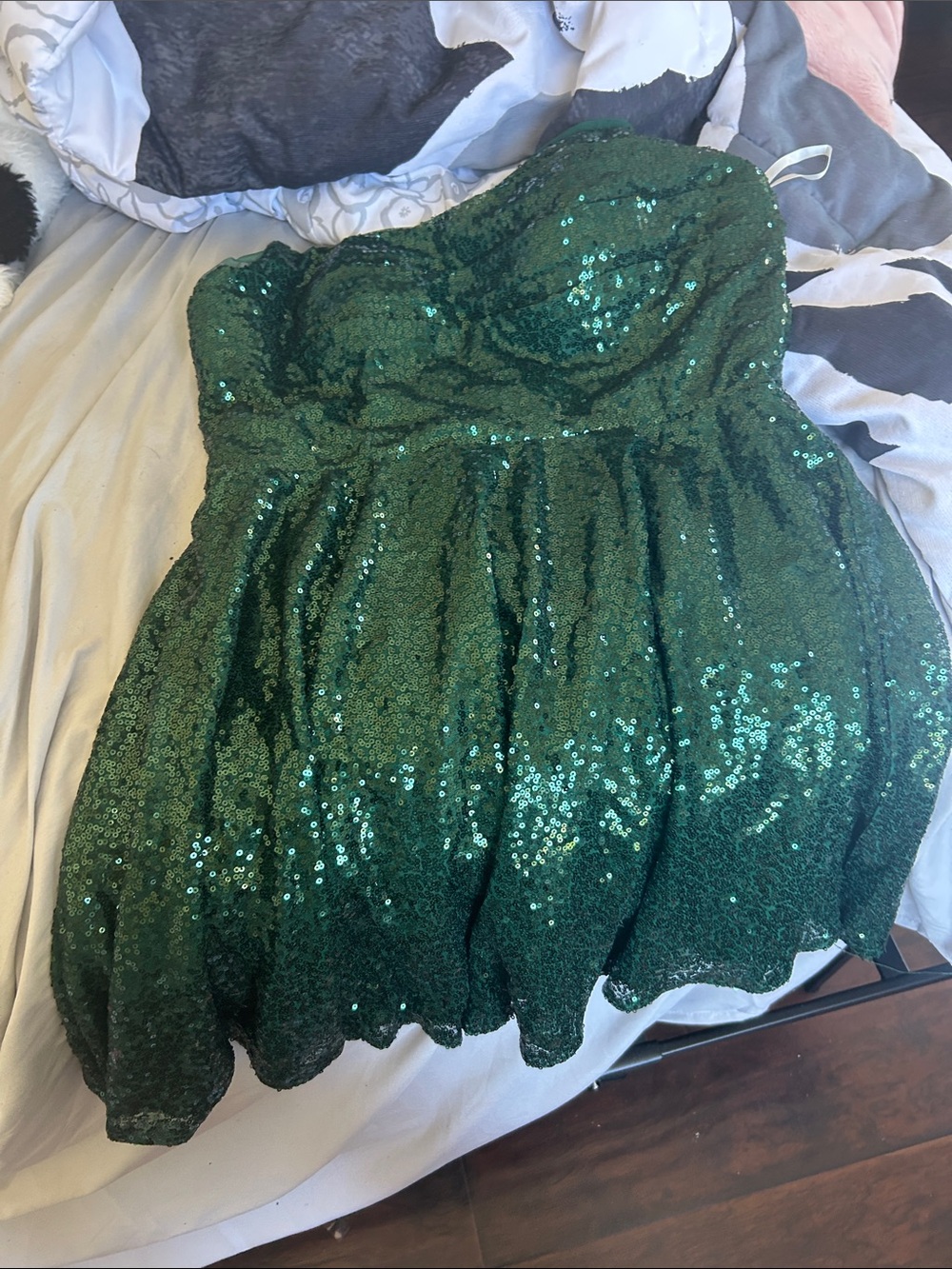 Strapless Emerald Sequin Party Dress